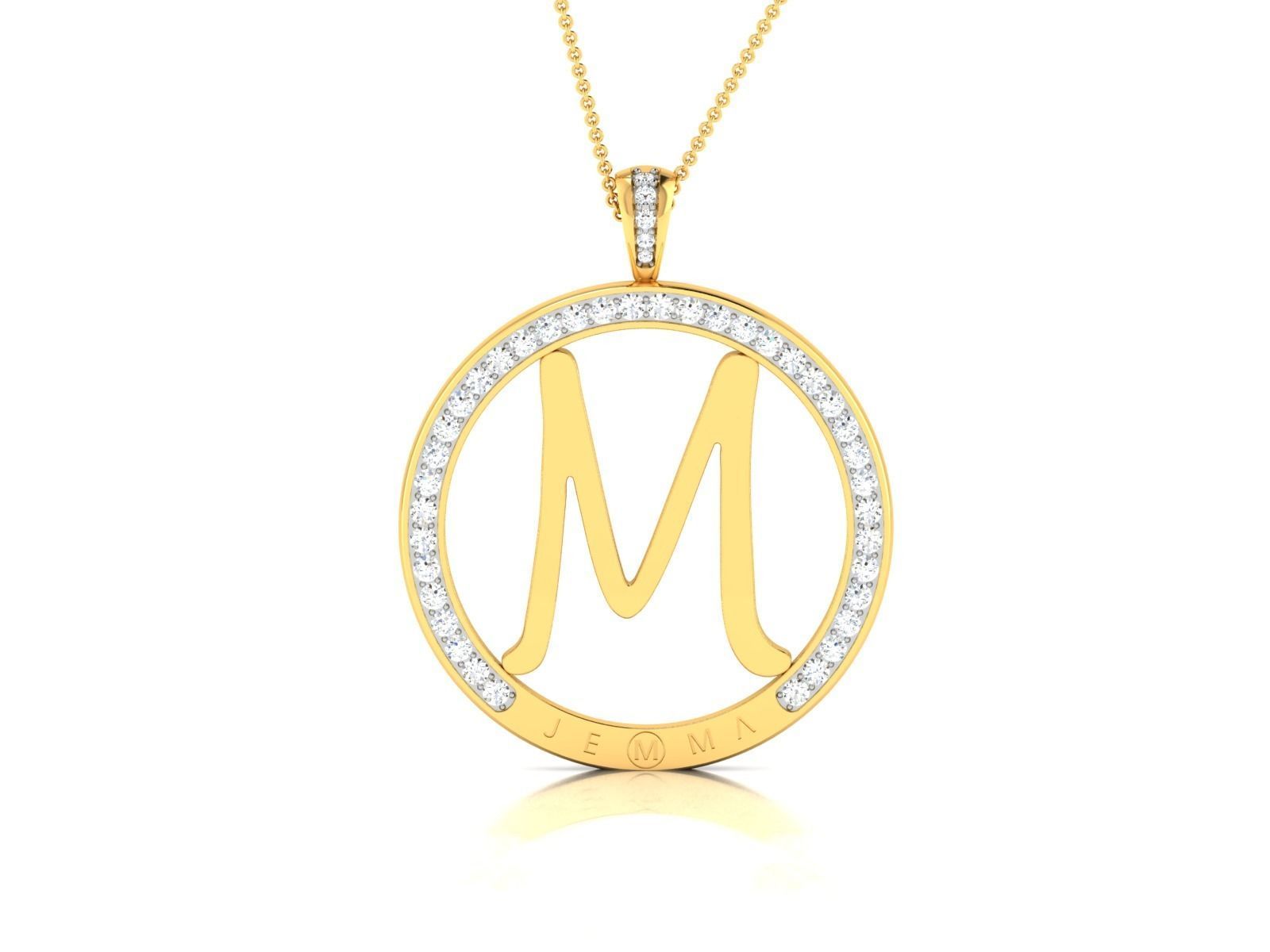 initial M pendant-7636 3D print model_3