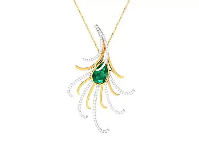 pendant-7618 emerald and diamond pendant
