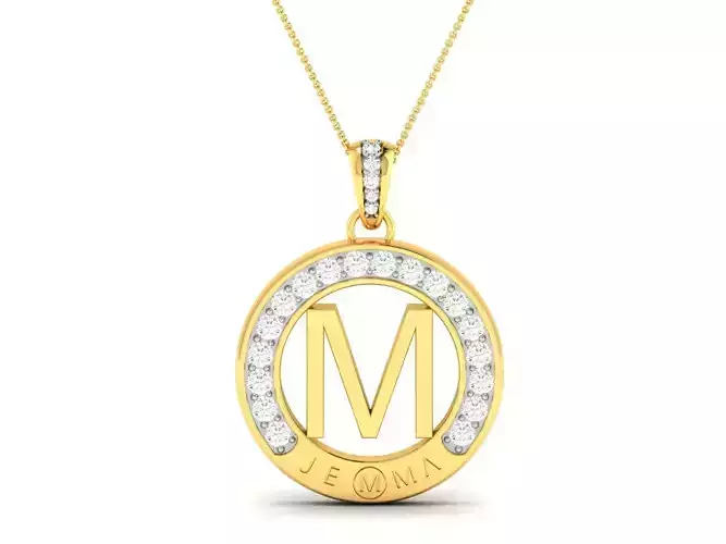pendant-7607 m initial pendant gold with diamonds