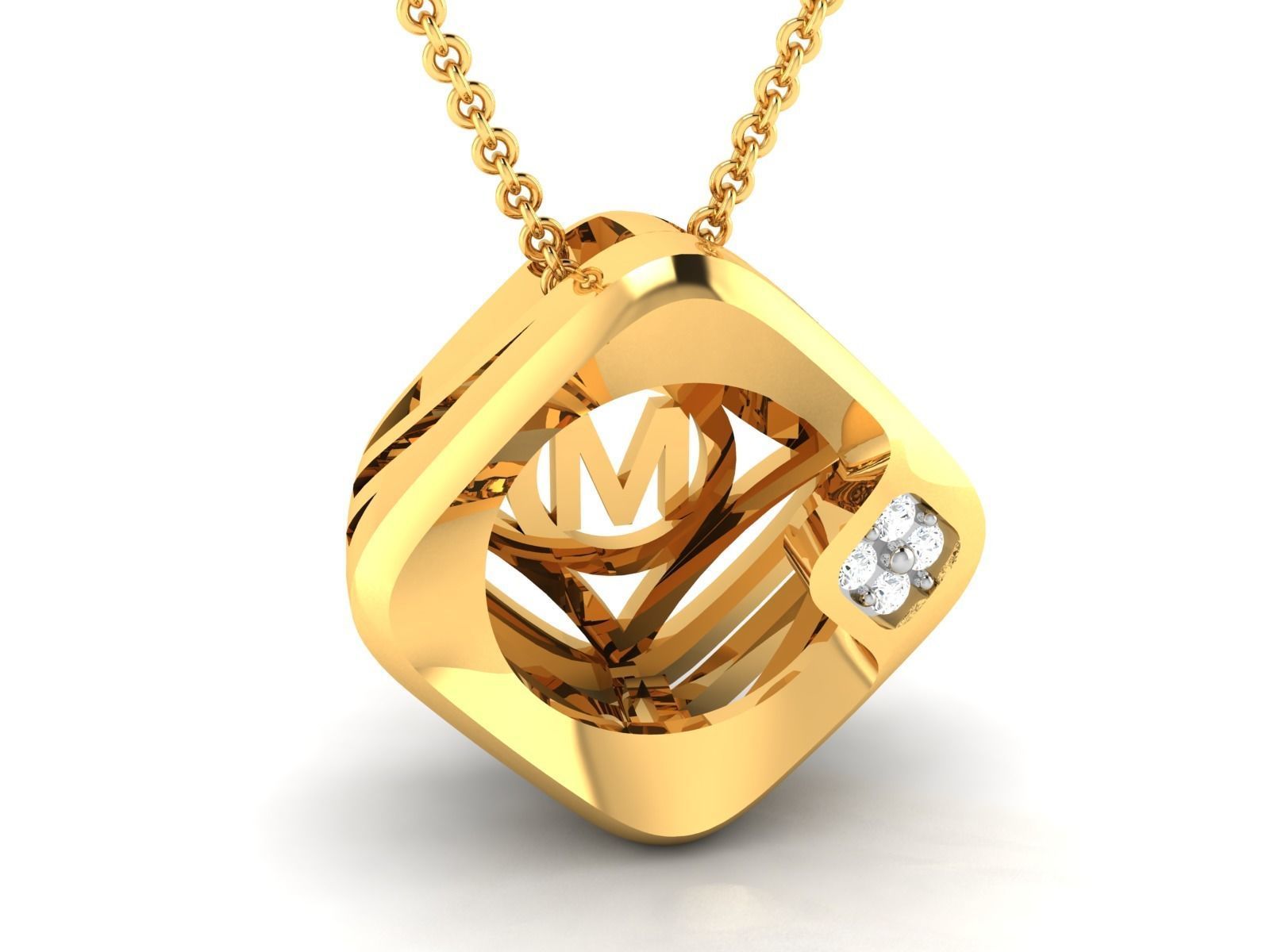 initial M pendant-7586 3D print model_2