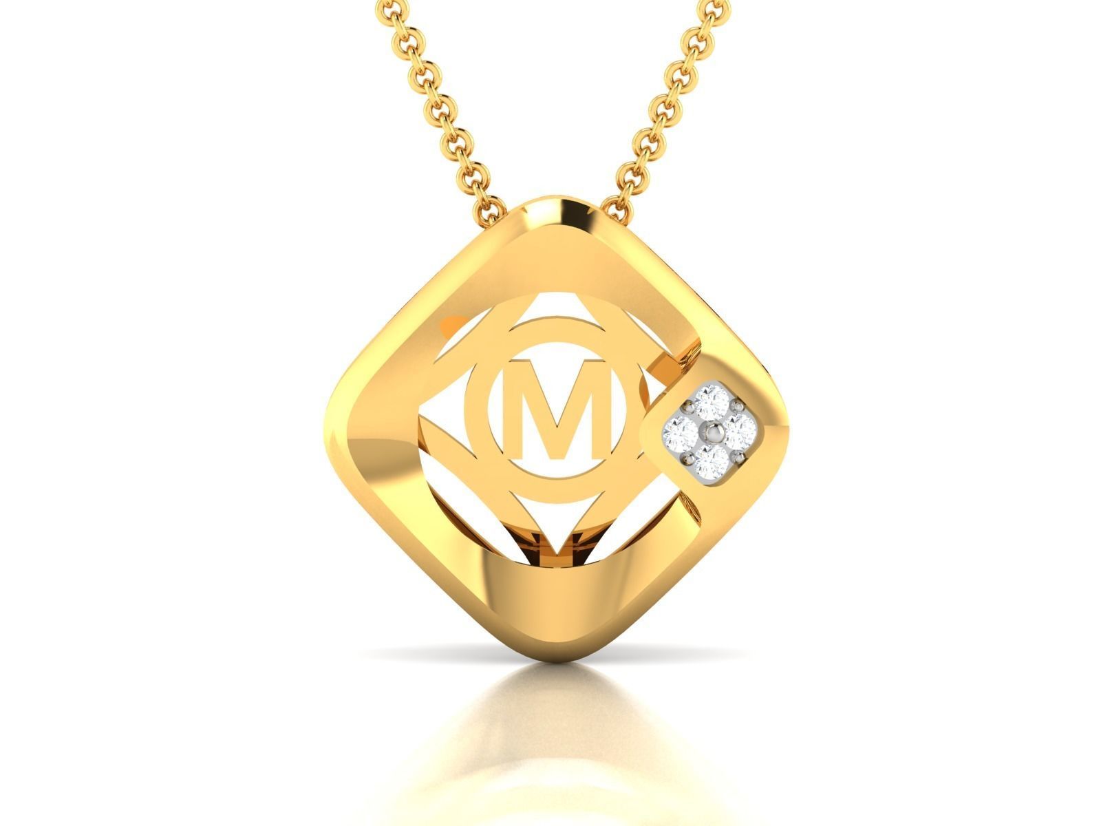 initial M pendant-7586 3D print model_4