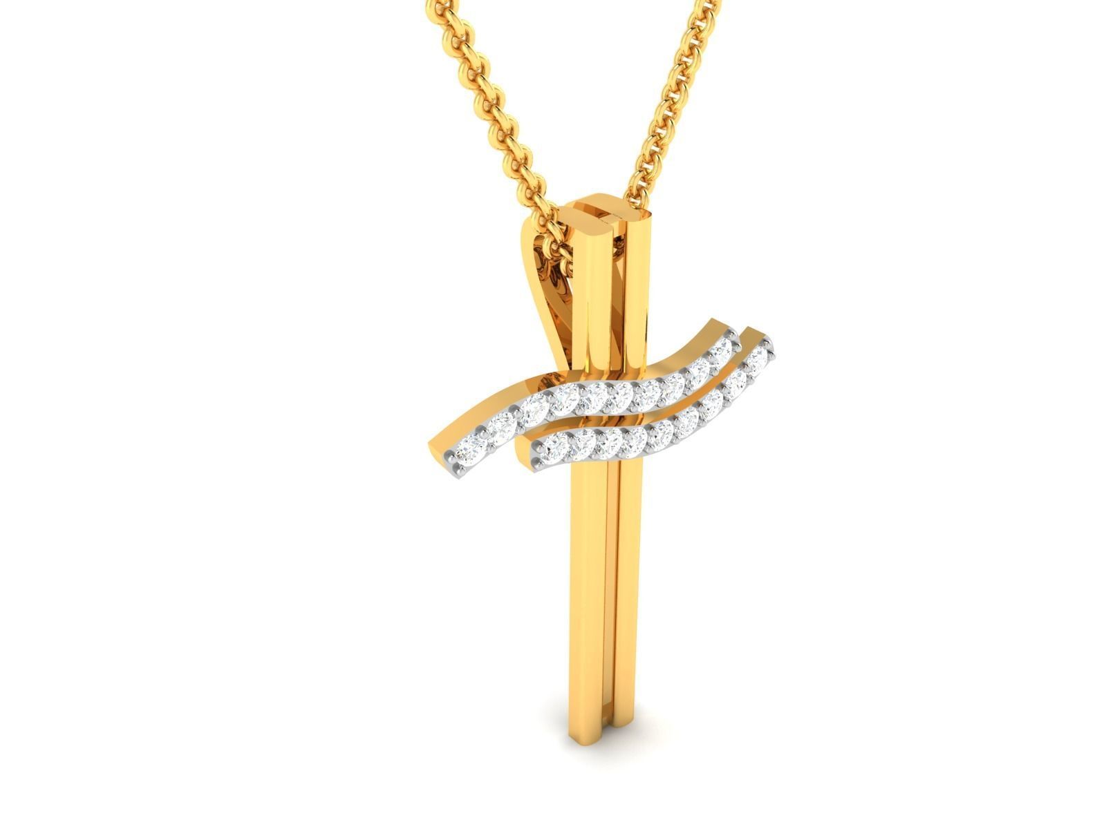 pendant-7545 gold necklace with diamond pendant 3D print model_2