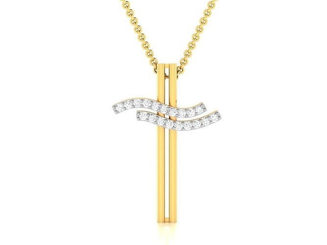 pendant-7545 gold necklace with diamond pendant 3D print model