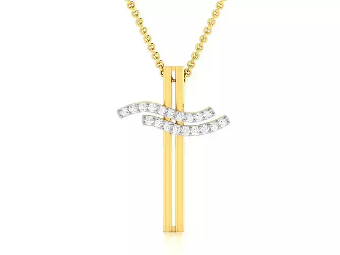 pendant-7545 gold necklace with diamond pendant 3D print model