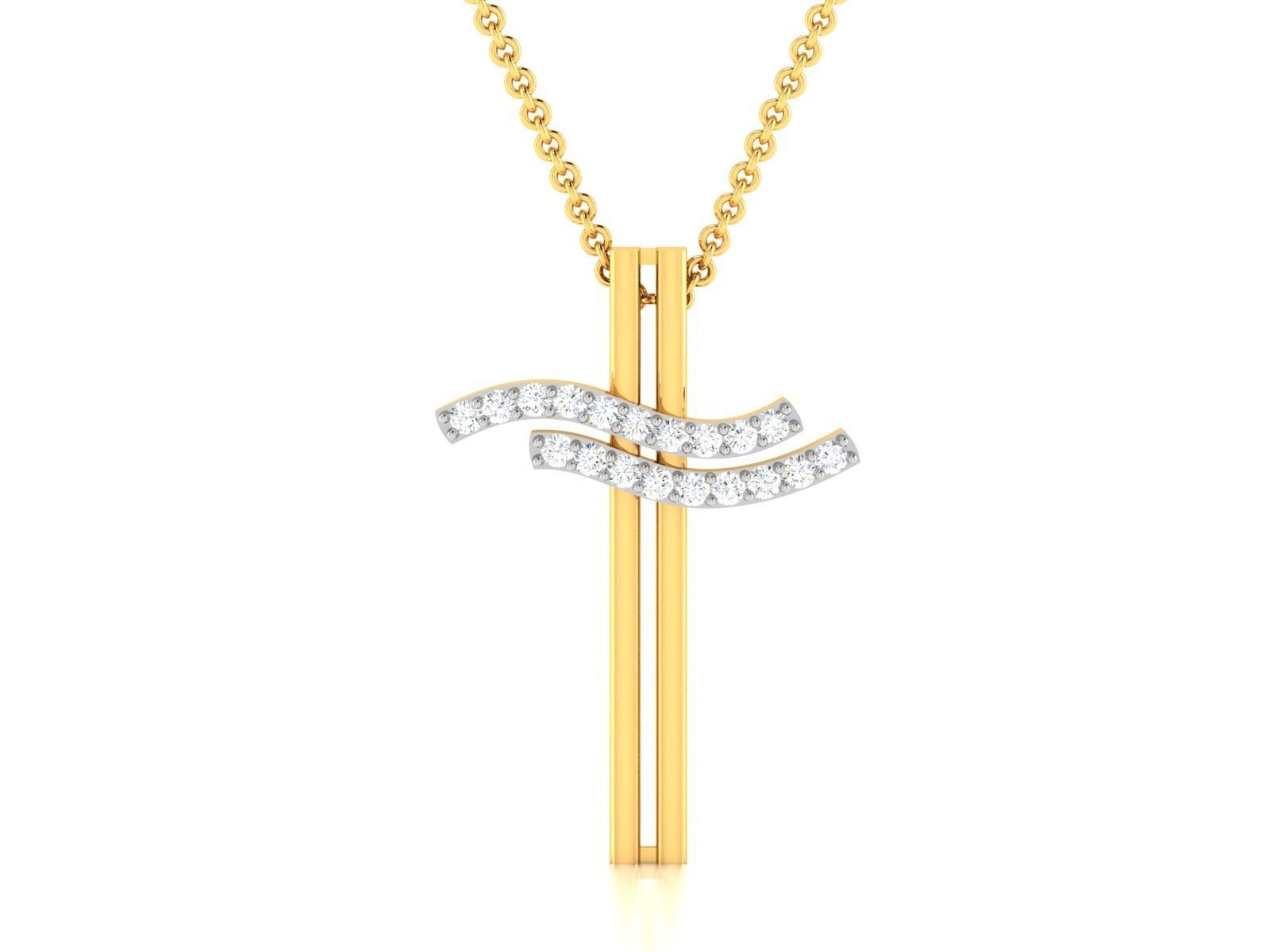 pendant-7545 gold necklace with diamond pendant 3D print model_3