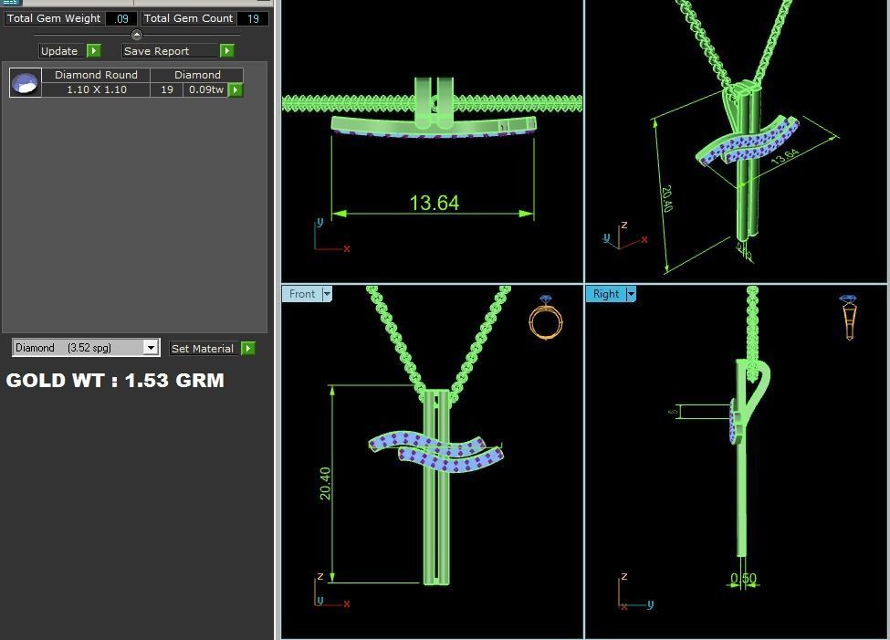 pendant-7545 gold necklace with diamond pendant 3D print model_6