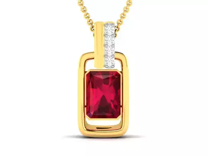 pendant-7536 ruby and diamond pendant gold