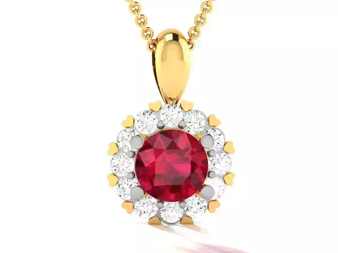 pendant-7480 pendant with ruby stone and diamonds