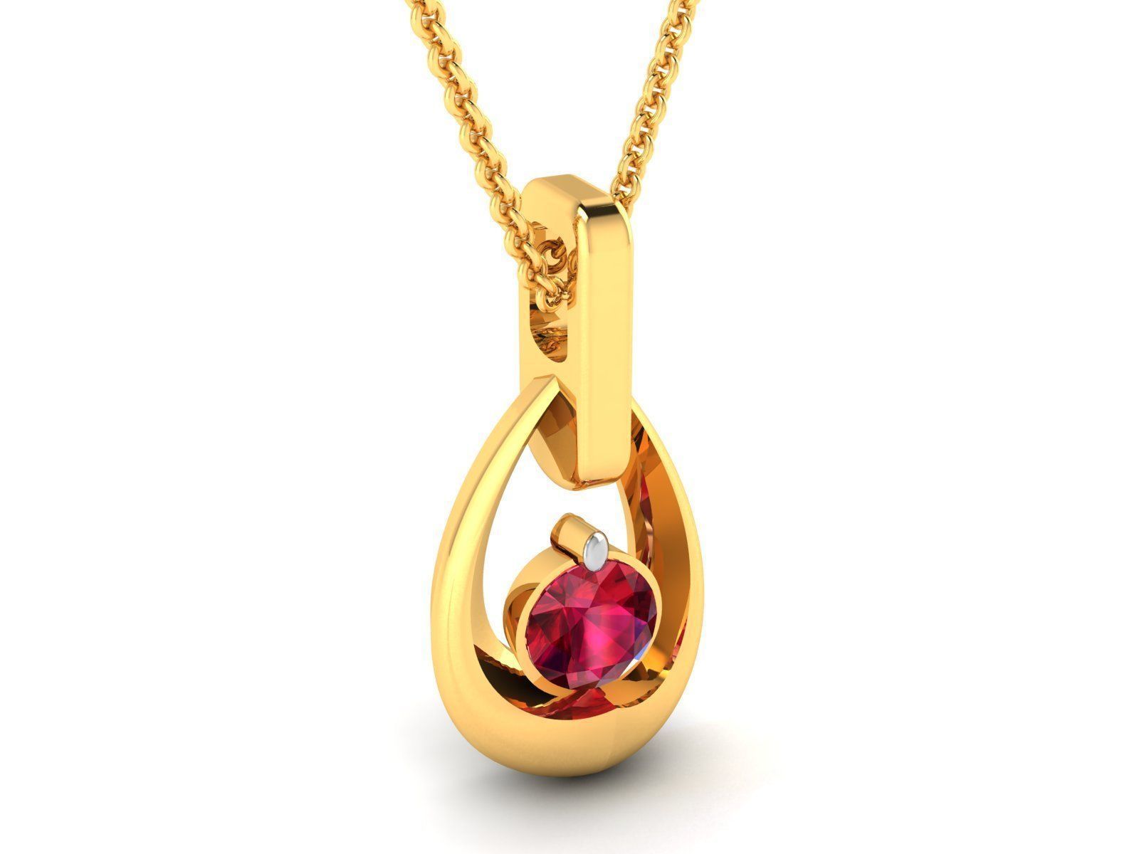pendant-7467 gold pendant with ruby in center 3D print model_1
