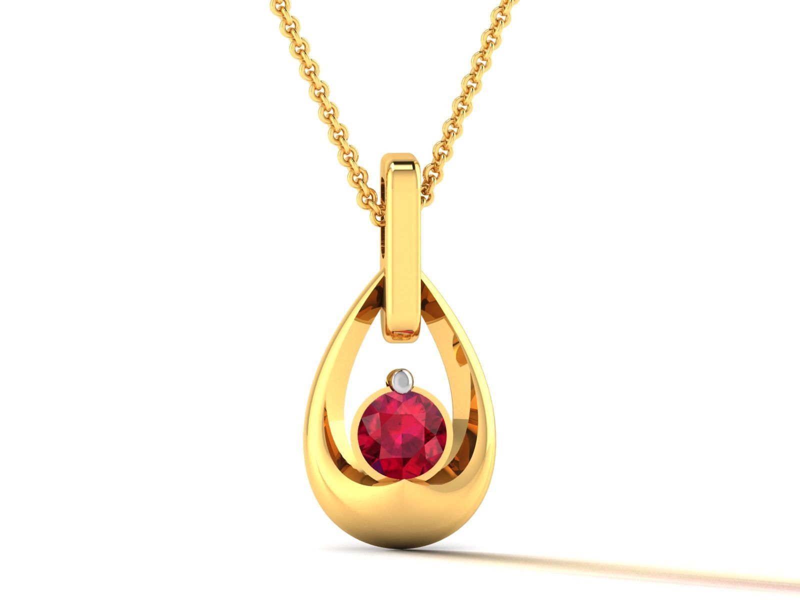 pendant-7467 gold pendant with ruby in center 3D print model_3