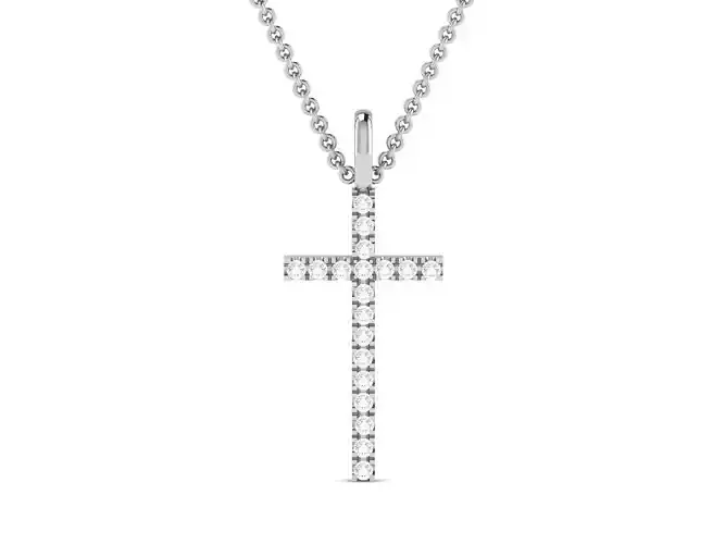 pendant-7387 diamond cross pendant on chain 3D print model