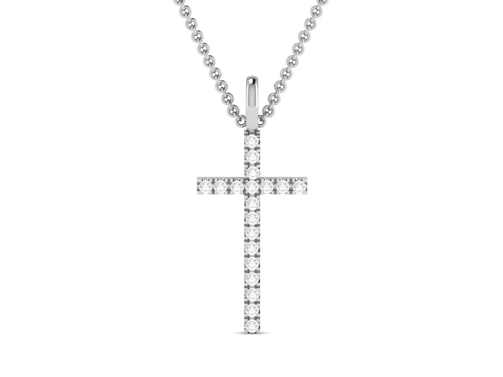 pendant-7387 diamond cross pendant on chain 3D print model_0