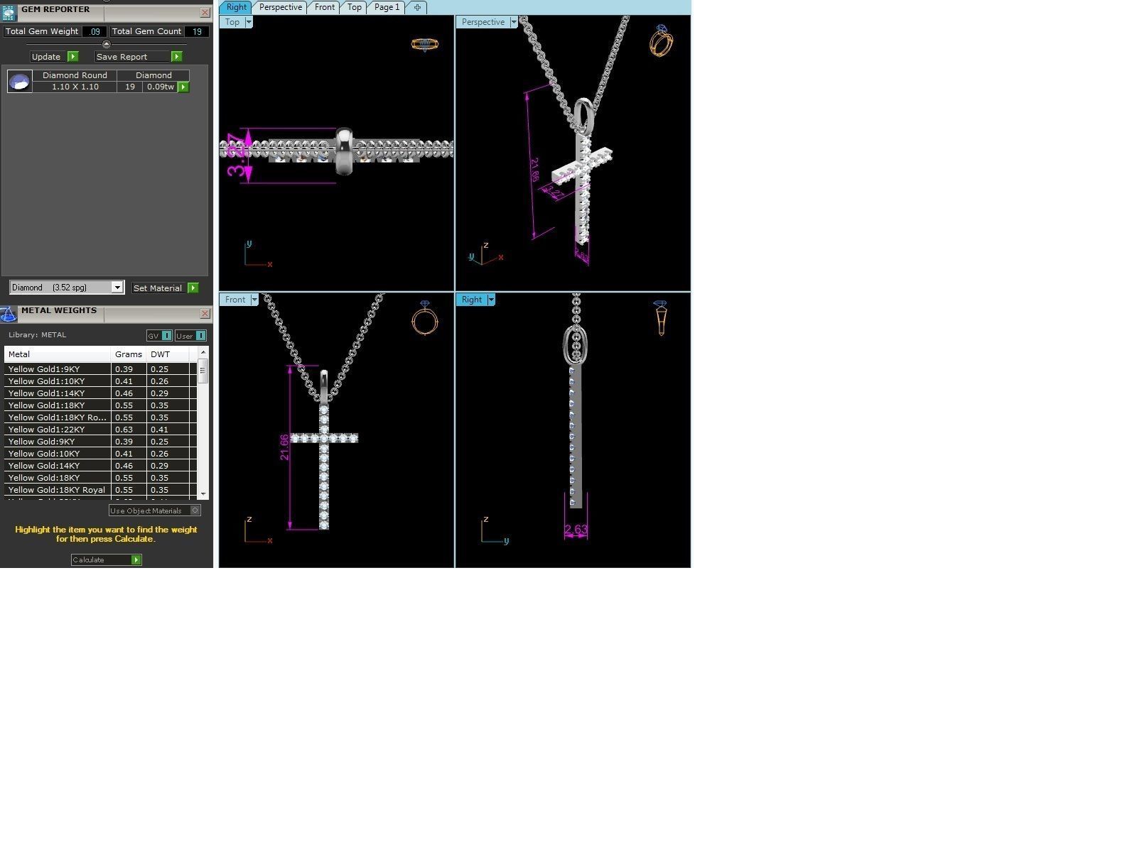 pendant-7387 diamond cross pendant on chain 3D print model_6