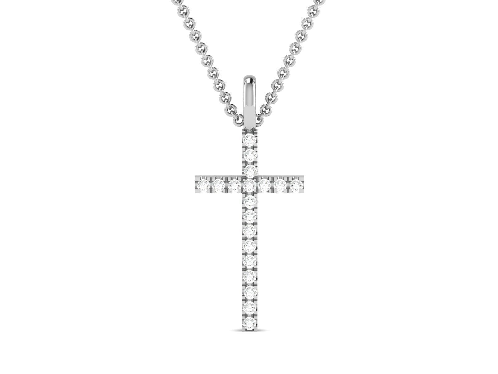 pendant-7387 diamond cross pendant on chain 3D print model_5