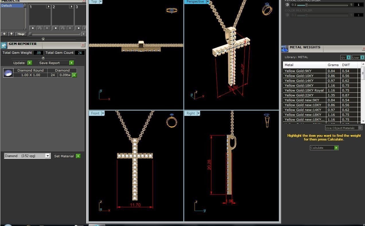pendant-7336 gold diamond bar necklace 3D print model_6