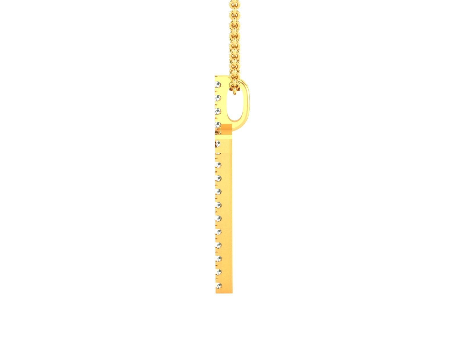 pendant-7336 gold diamond bar necklace 3D print model_4