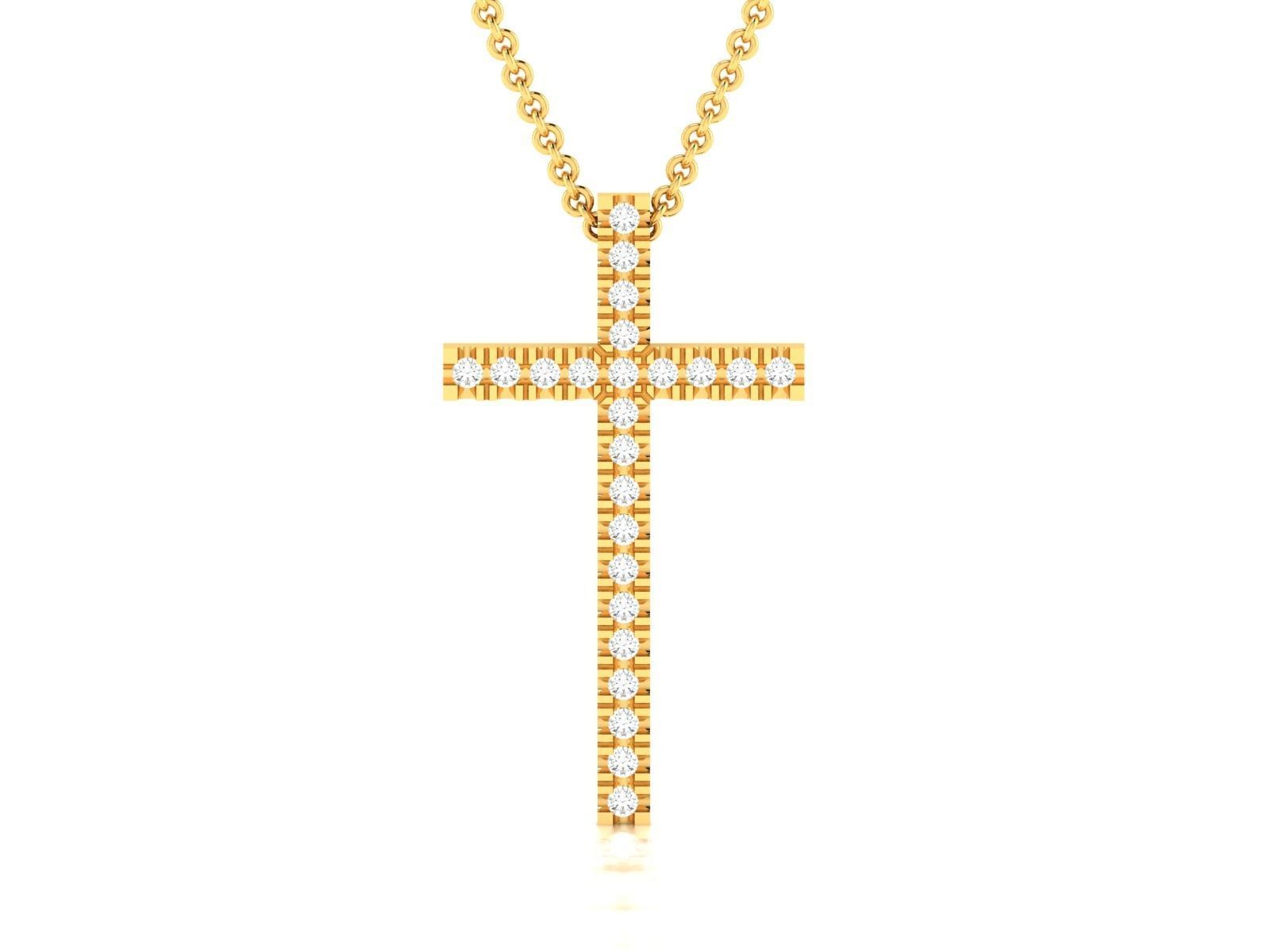 pendant-7336 gold diamond bar necklace 3D print model_3