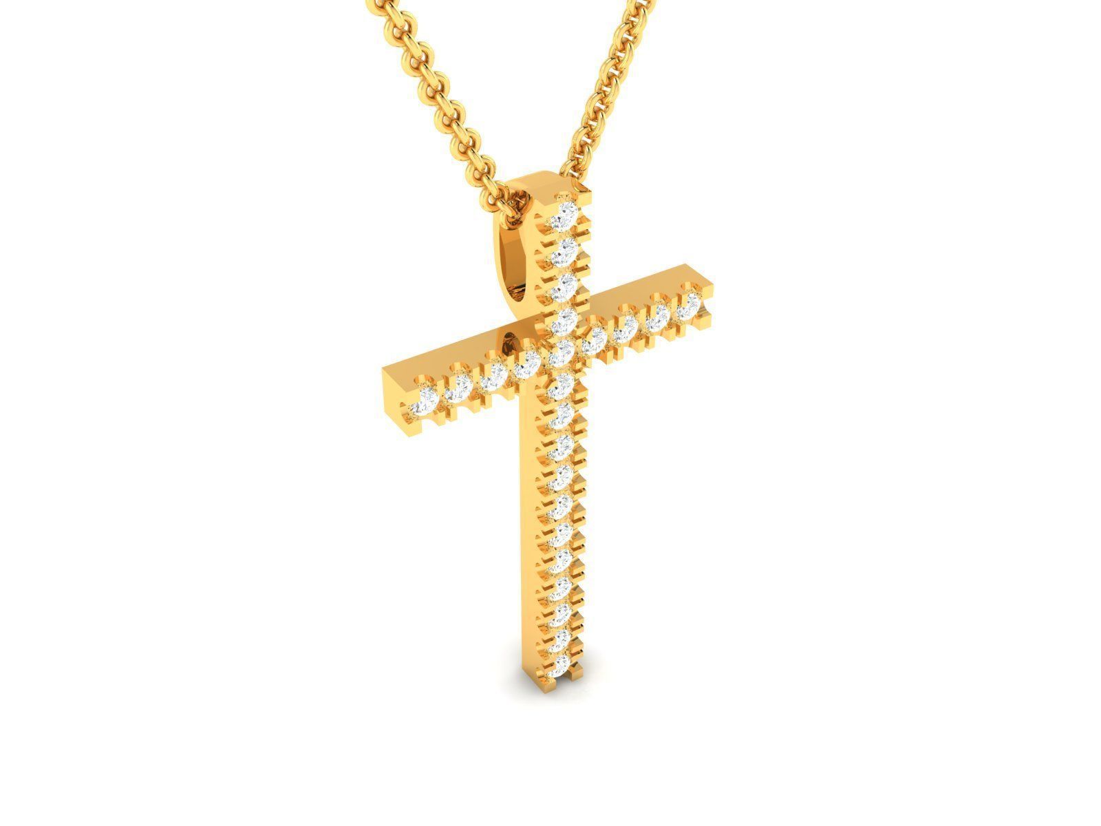 pendant-7336 gold diamond bar necklace 3D print model_1