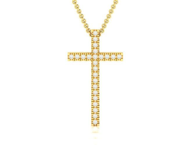 pendant-7336 gold diamond bar necklace 3D print model