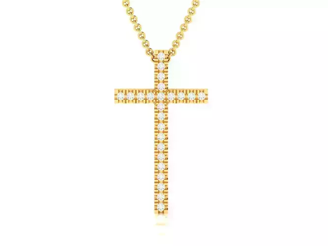 pendant-7336 gold diamond bar necklace 3D print model
