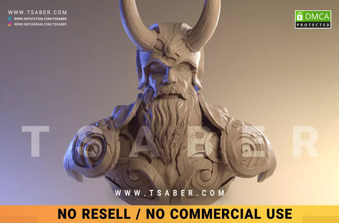 Viking bust - 3D print character 3D print model_0