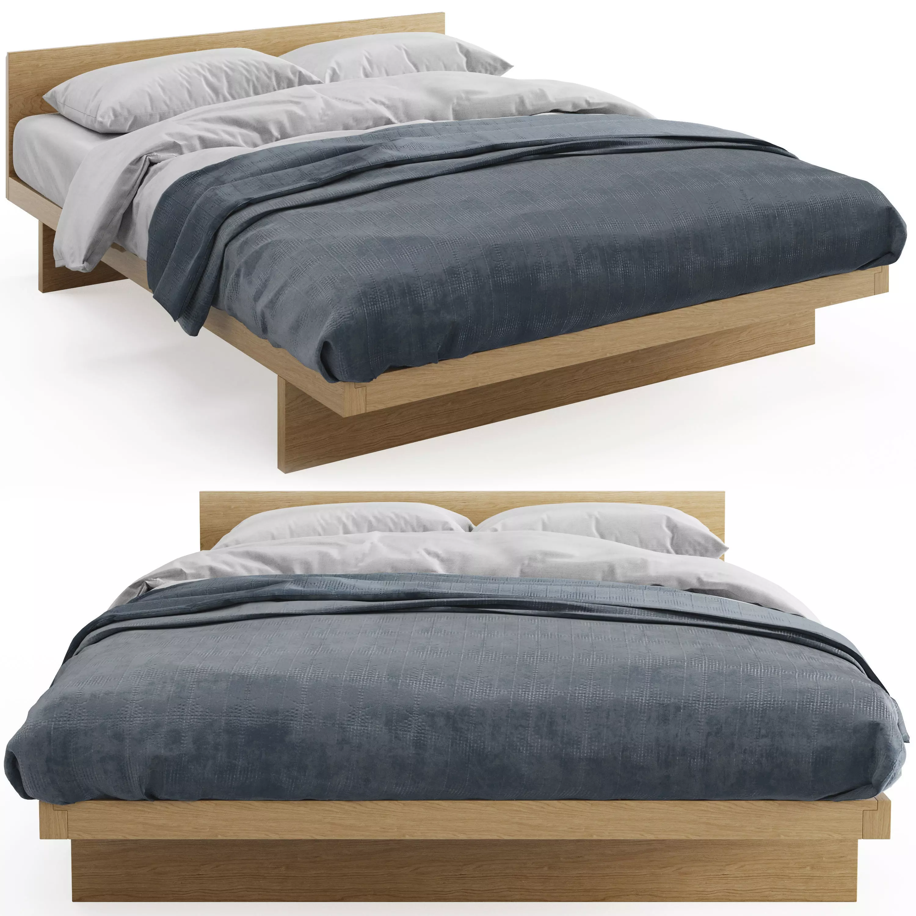 Kyoto Japanese Bed with Headboard 3D model