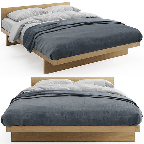 Kyoto Japanese Bed with Headboard 3D model