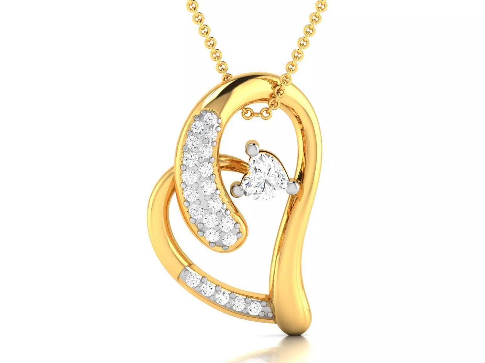 pendant-3200 diamond pendant gold 3D print model_0