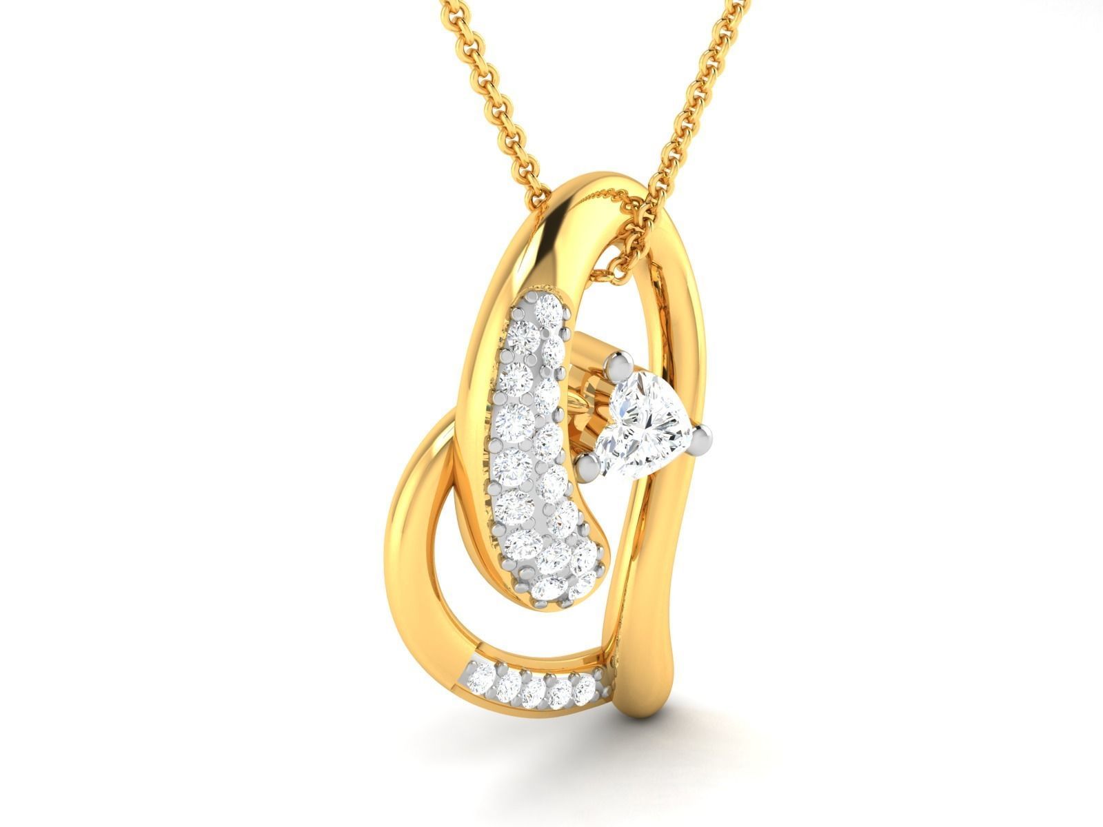 pendant-3200 diamond pendant gold 3D print model_2
