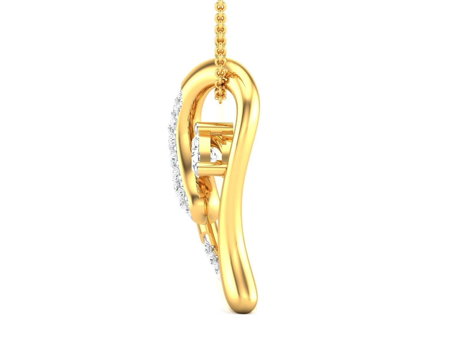 pendant-3200 diamond pendant gold 3D print model_5