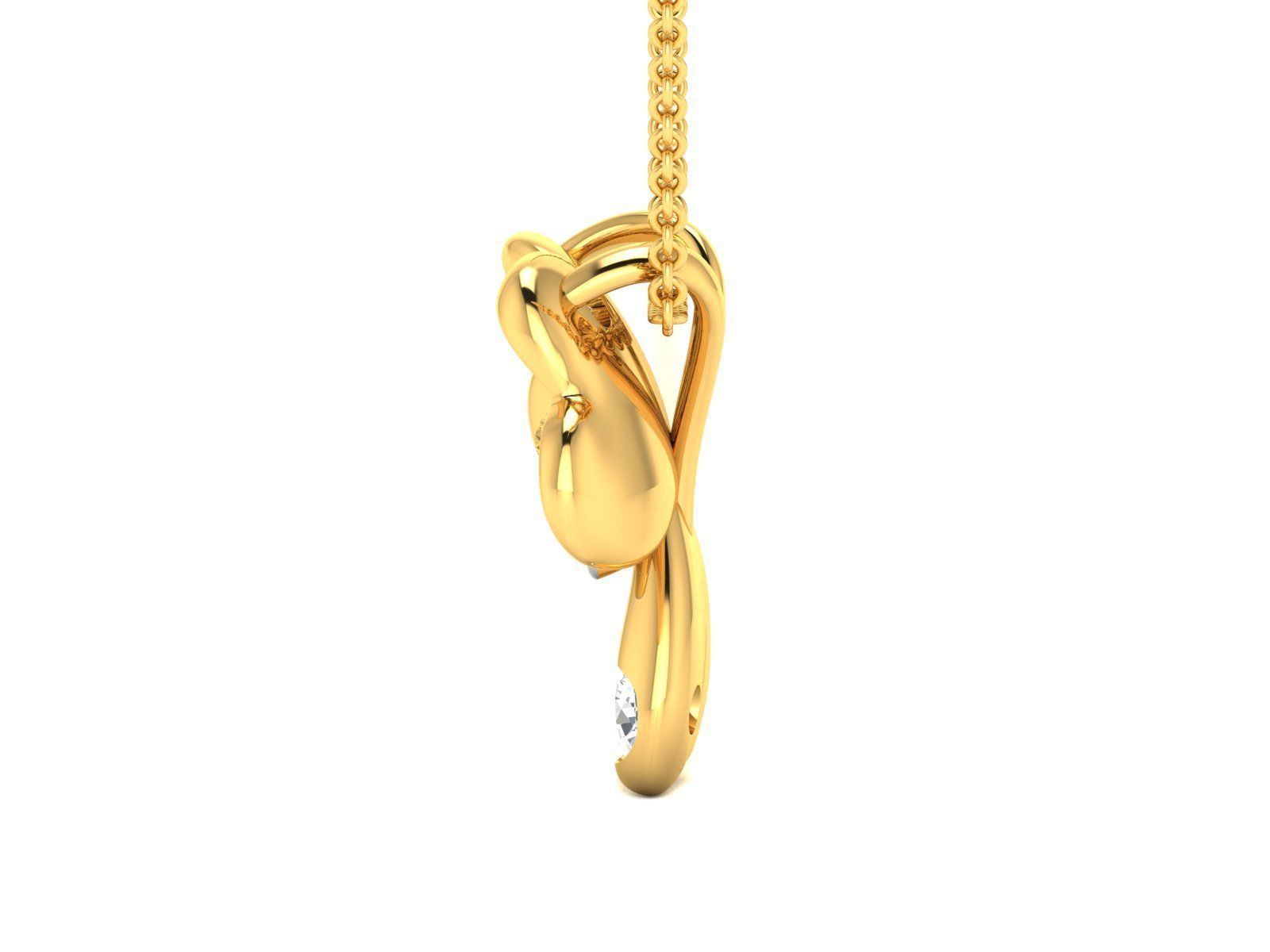 pendant-3161 flower pendant gold with diamonds 3D print model_3