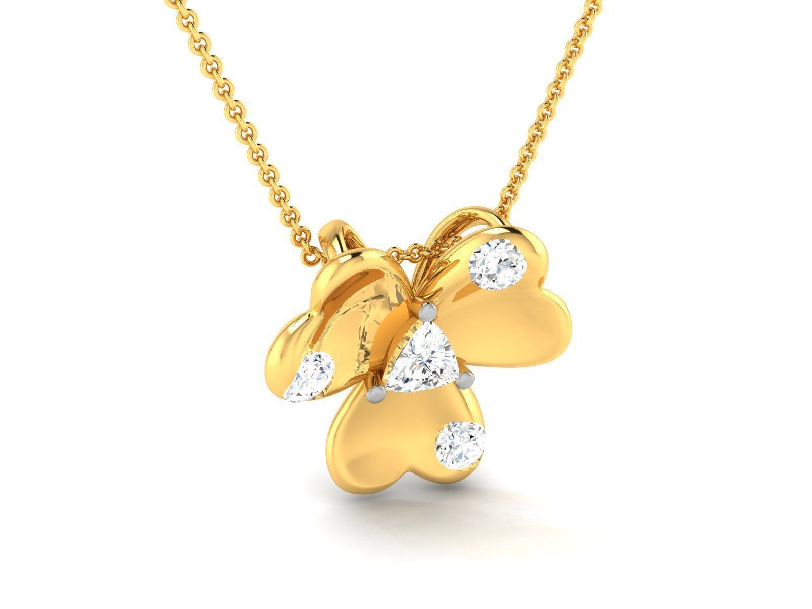 pendant-3161 flower pendant gold with diamonds 3D print model_2