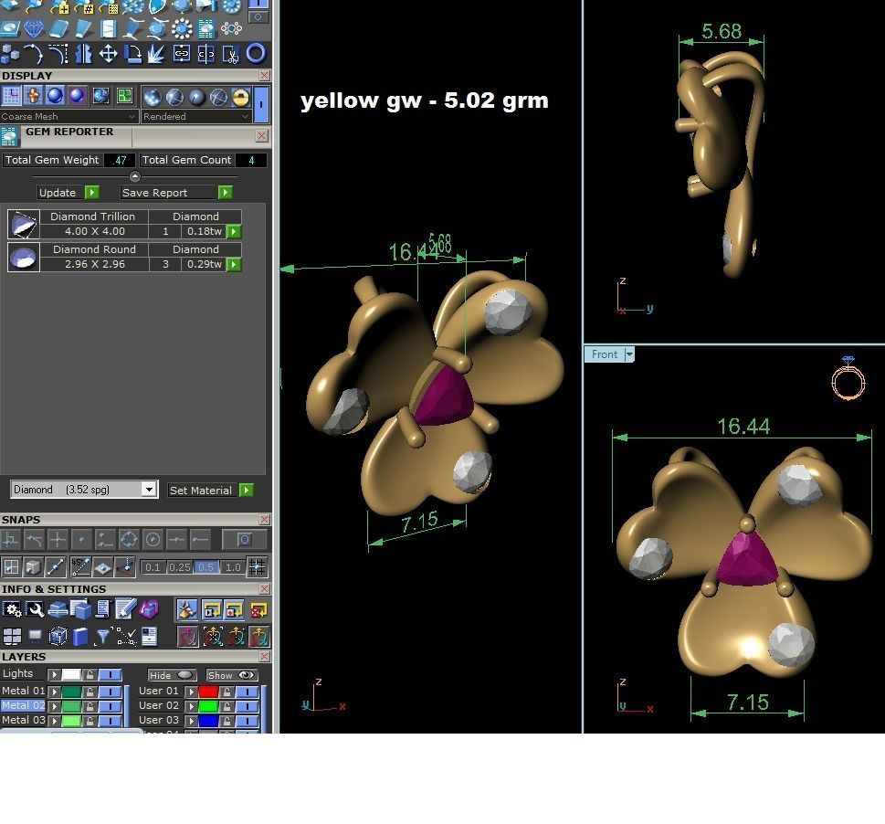 pendant-3161 flower pendant gold with diamonds 3D print model_4