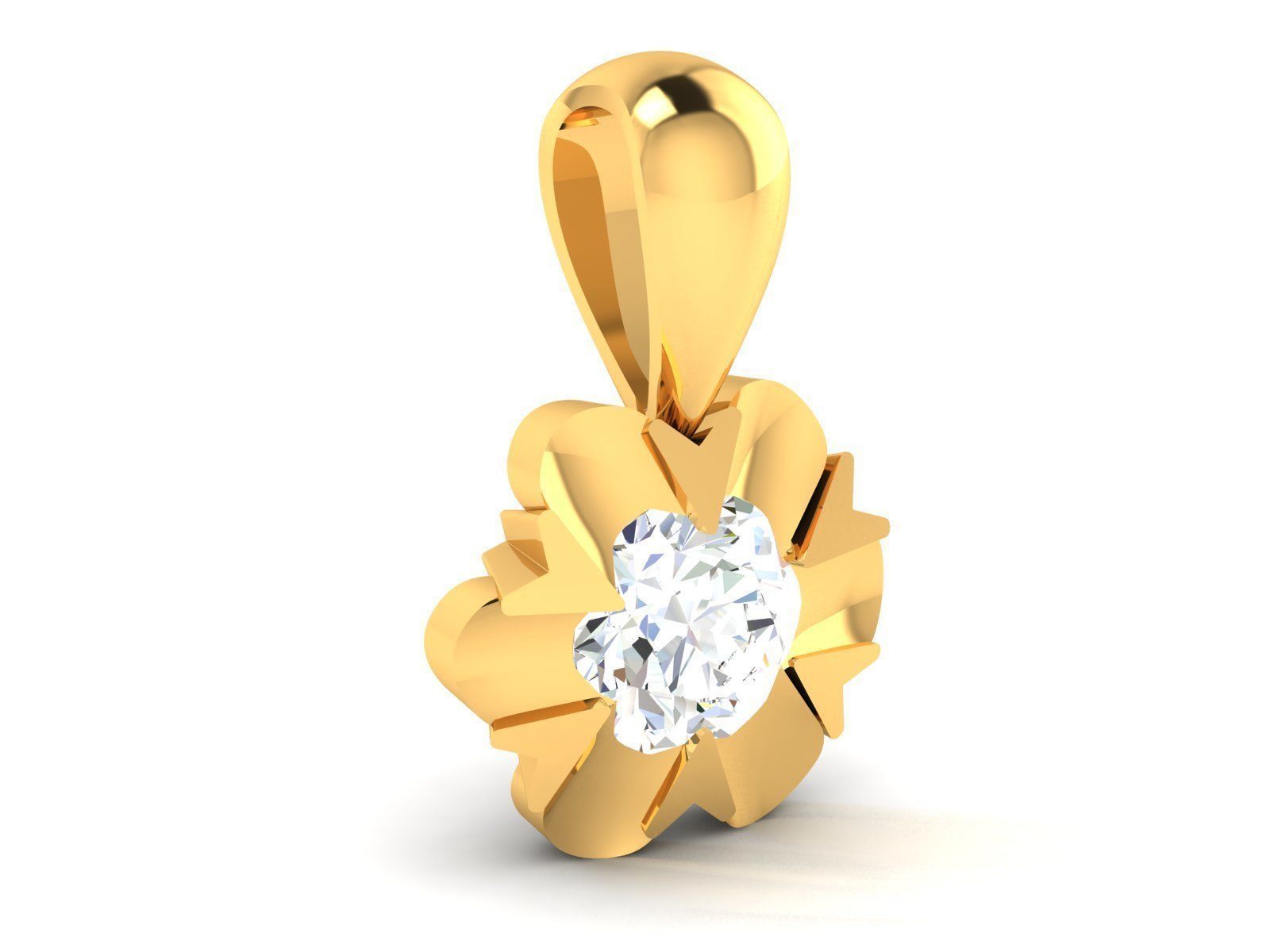 pendant-3147 diamond pendant gold 3D print model_3