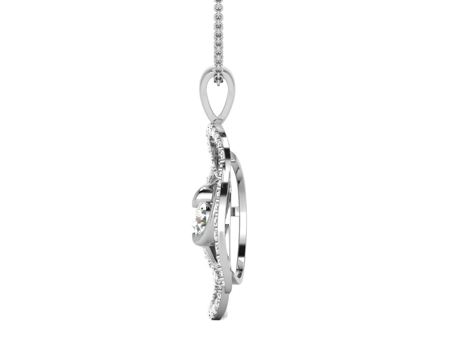 pendant-3046 sterling silver pendant with diamonds 3D print model_3