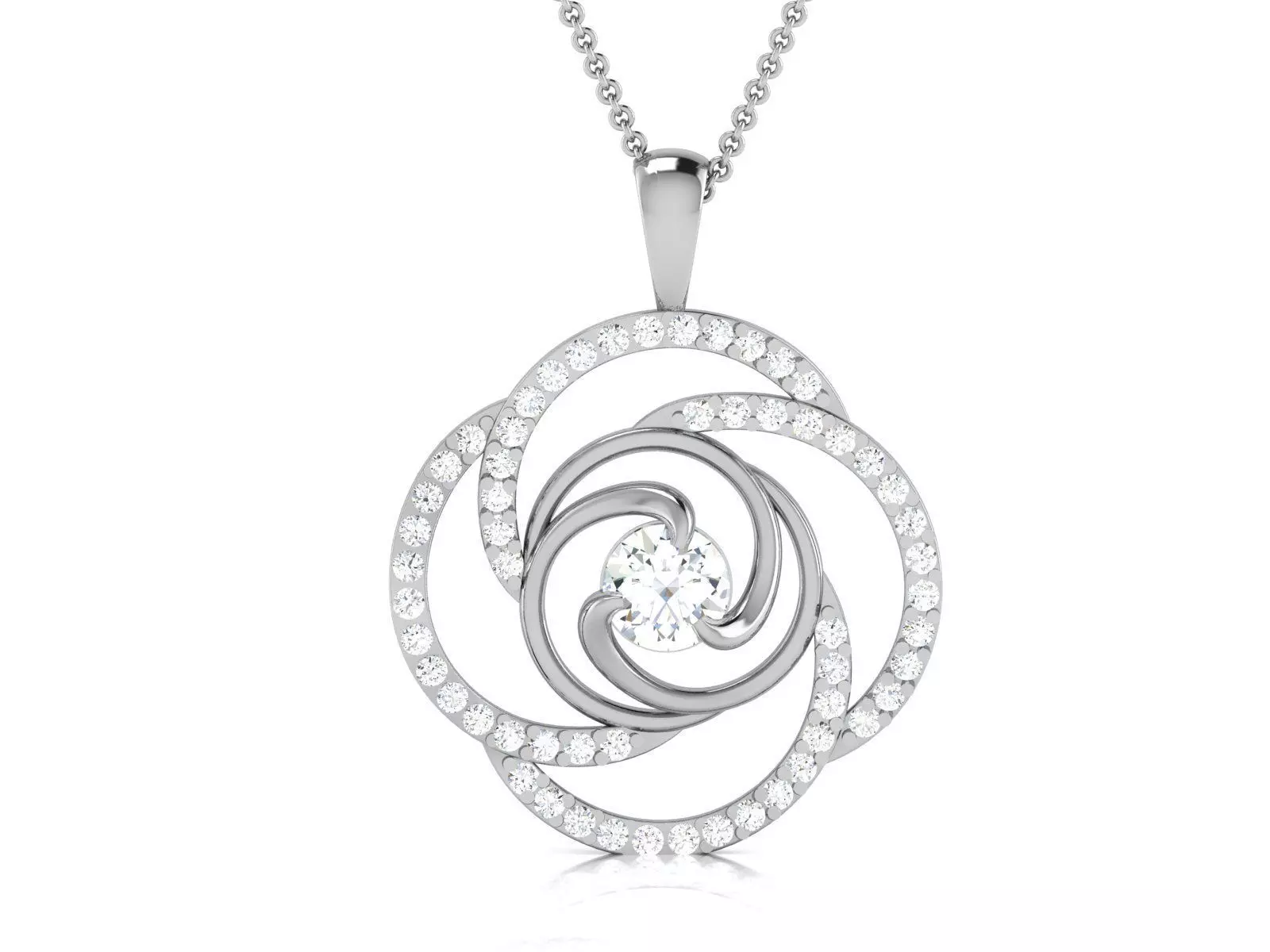 pendant-3046 sterling silver pendant with diamonds 3D print model_0