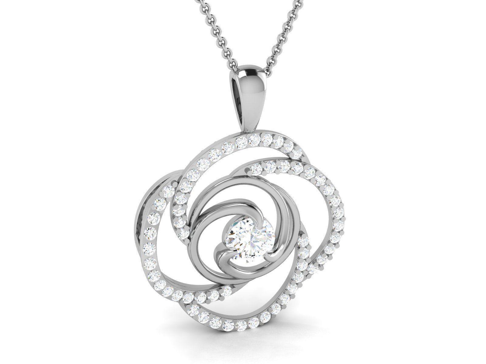 pendant-3046 sterling silver pendant with diamonds 3D print model_5