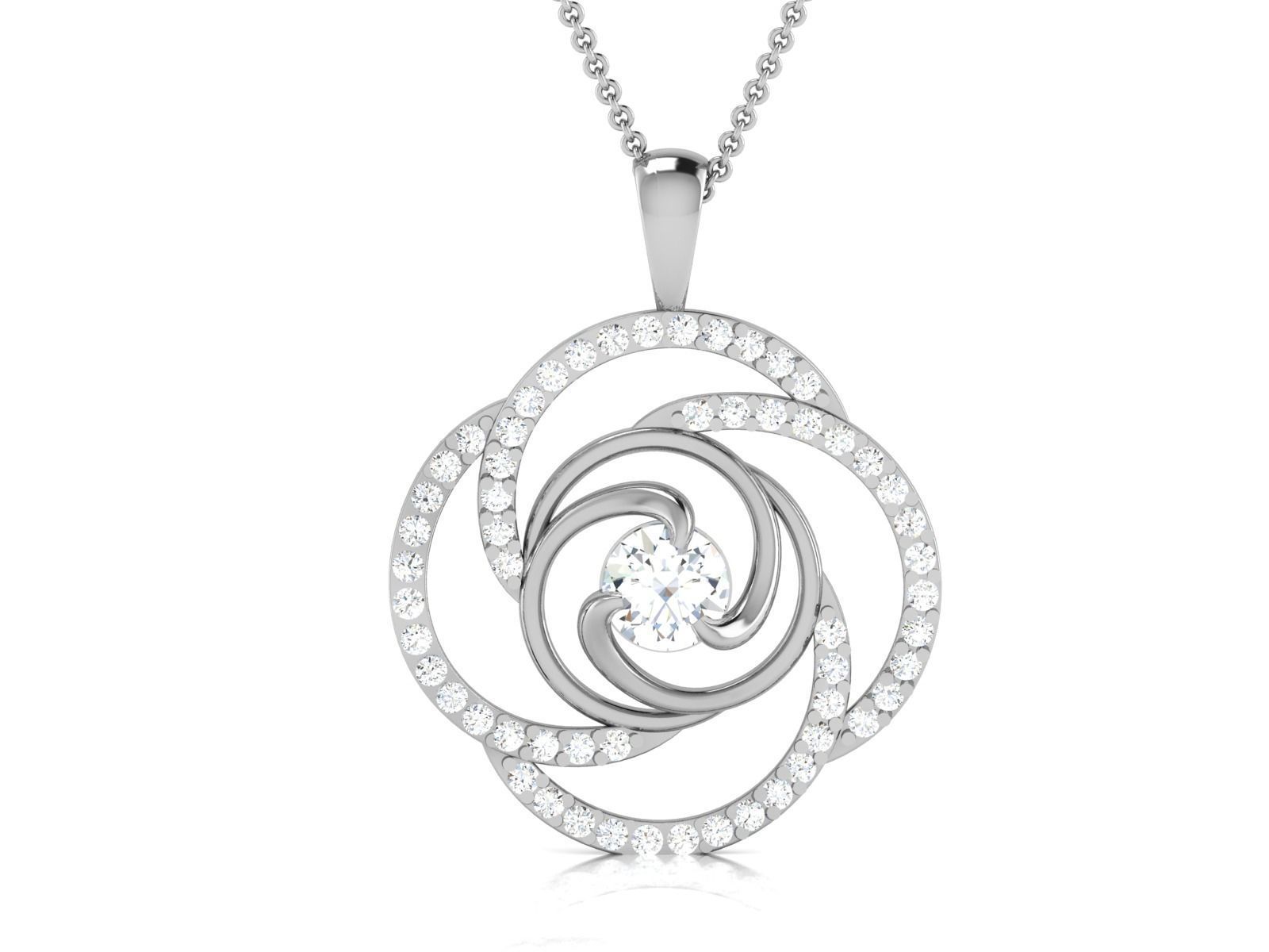 pendant-3046 sterling silver pendant with diamonds 3D print model_1