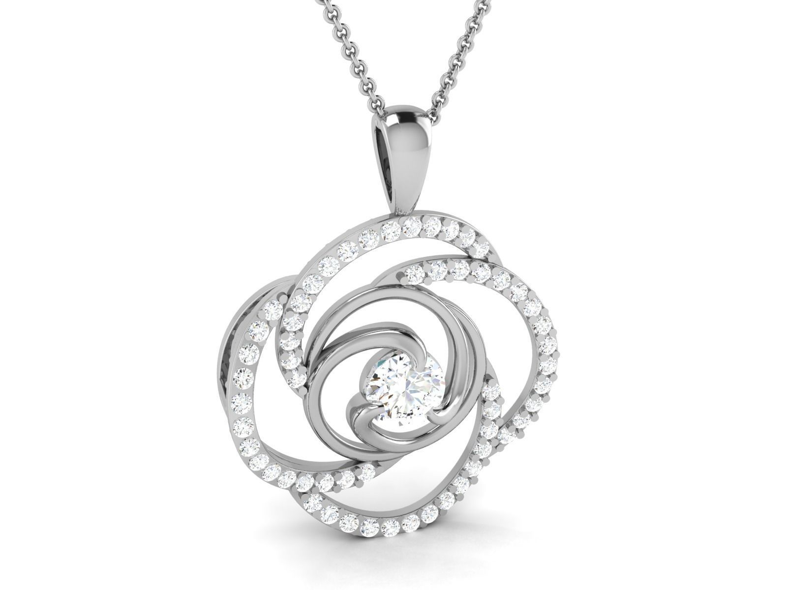 pendant-3046 sterling silver pendant with diamonds 3D print model_6