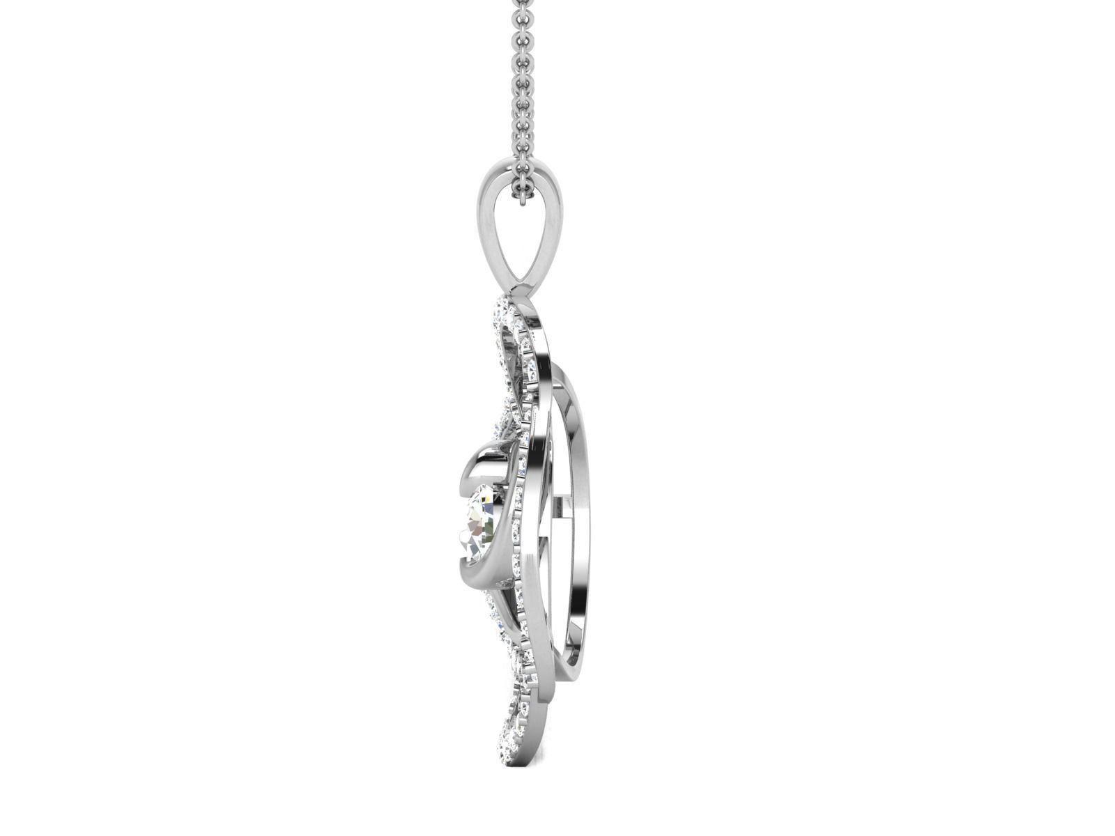 pendant-3046 sterling silver pendant with diamonds 3D print model_2