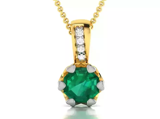 pendant-3042 emerald and diamond pendant