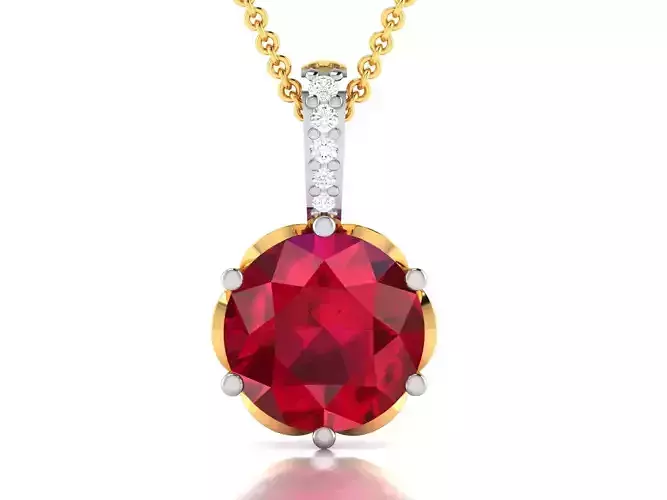 pendant-3002 oval ruby and diamond pendant