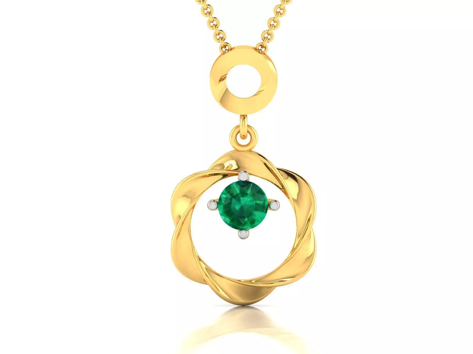 pendant-2891 emerald pendant gold 3D print model_0