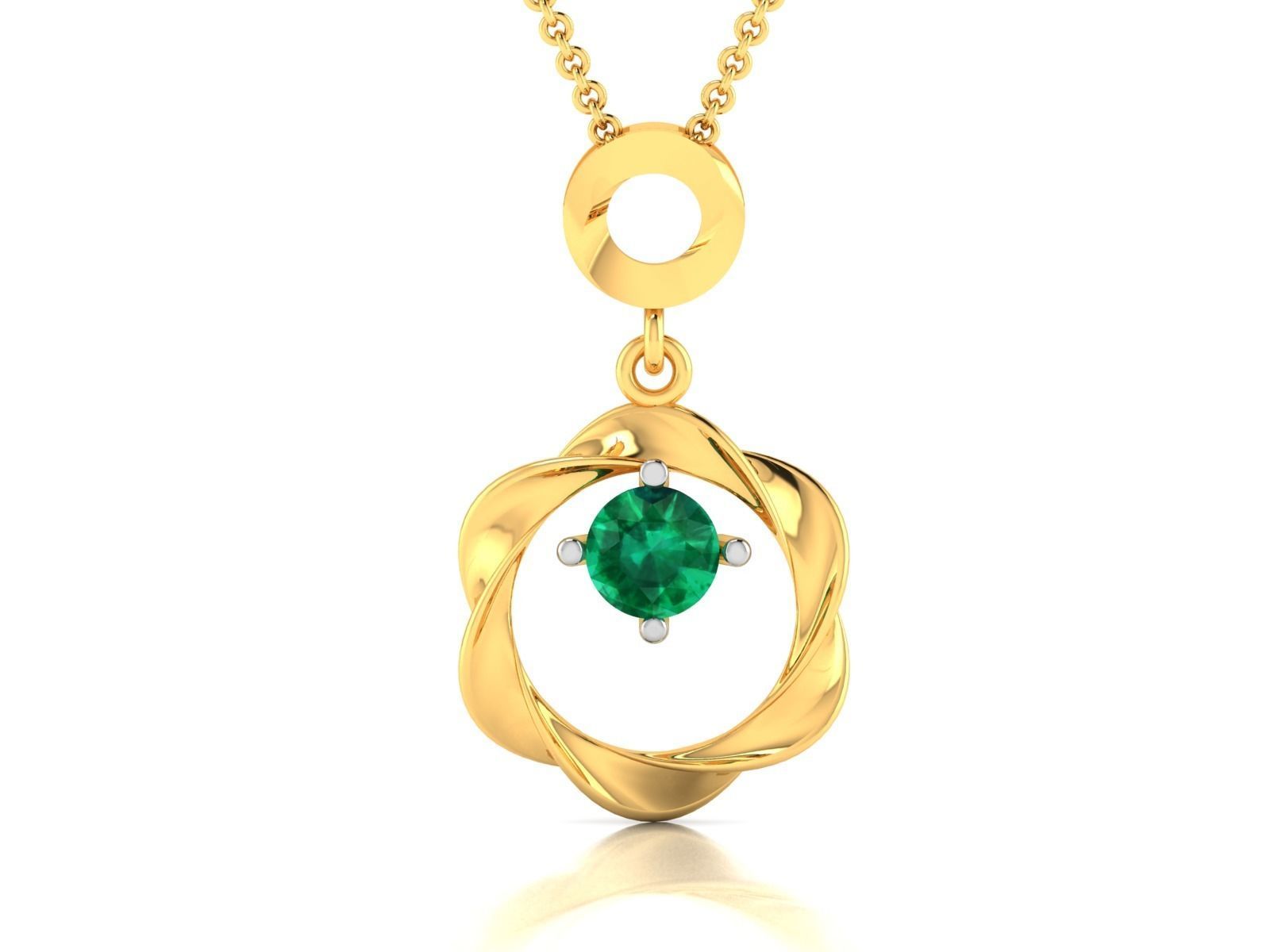 pendant-2891 emerald pendant gold 3D print model_3