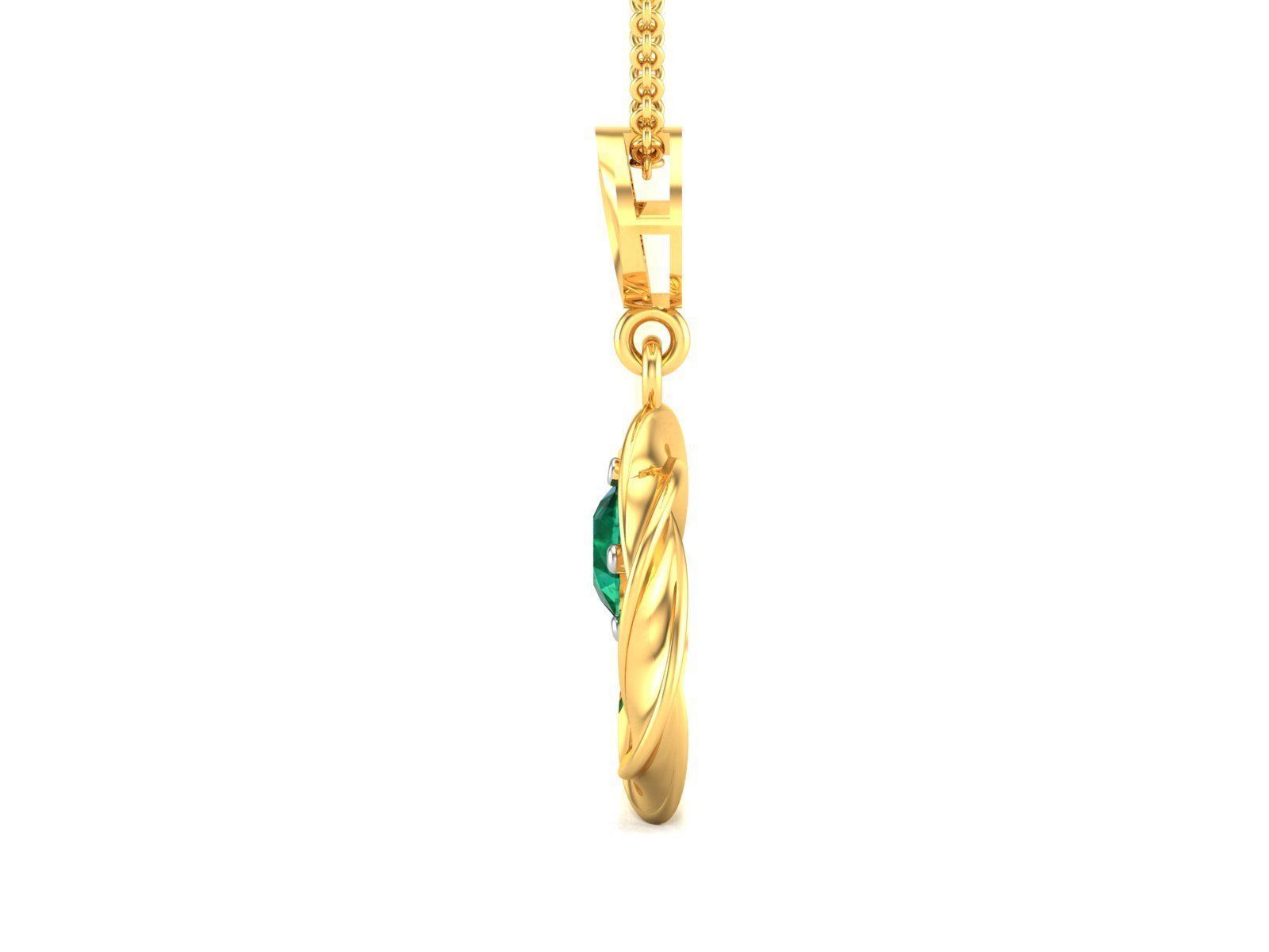 pendant-2891 emerald pendant gold 3D print model_4