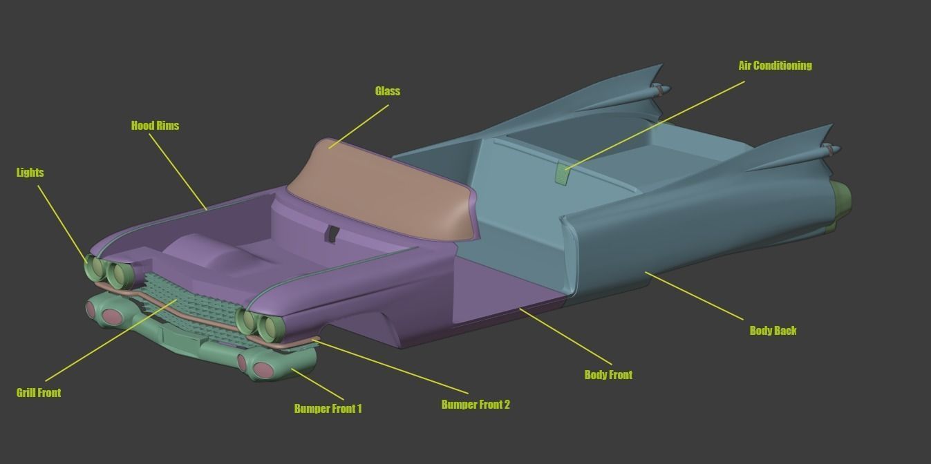 Cadillac Sedan Deville 59 - 3D Printable Model 3D print model_3