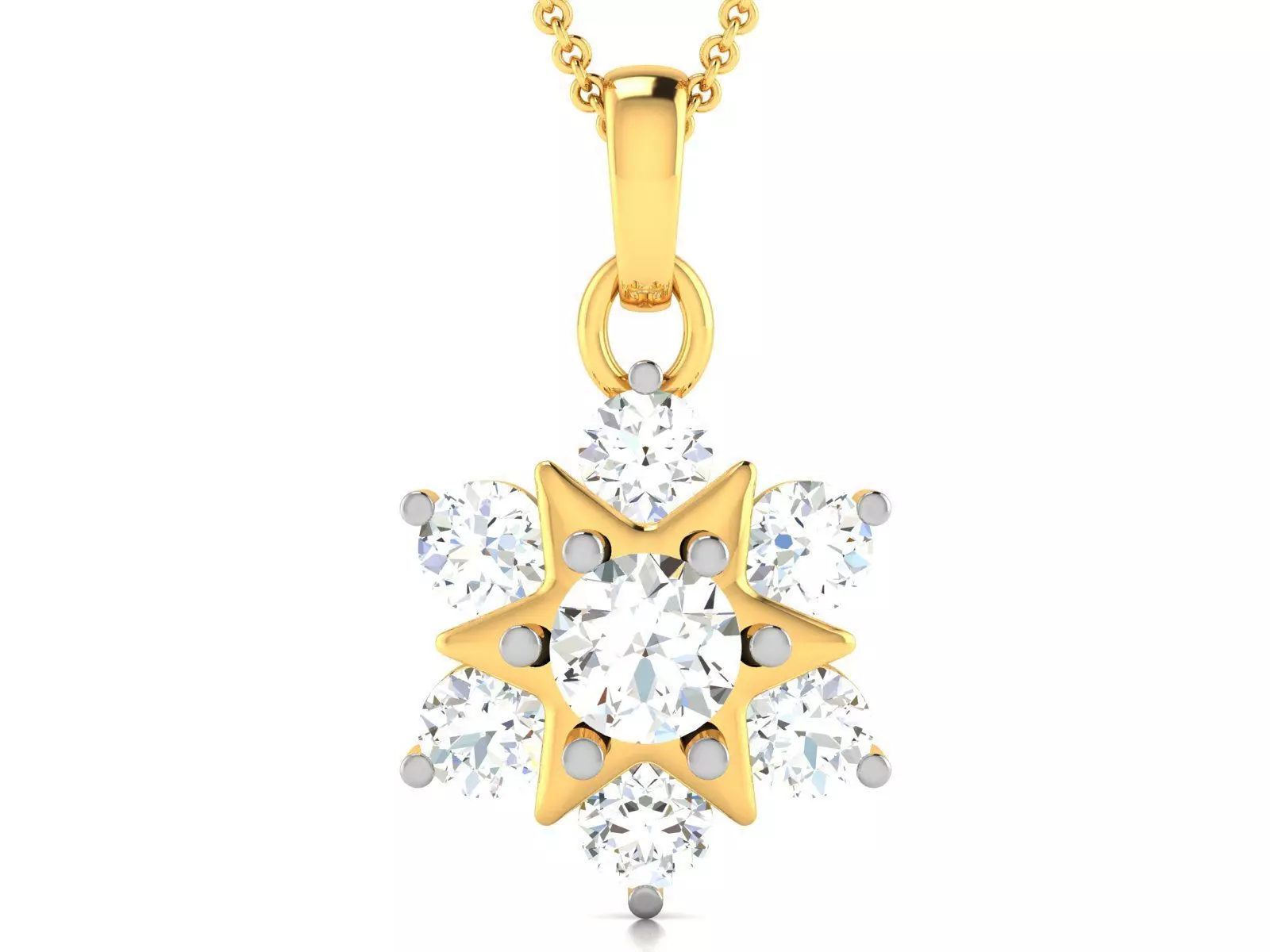 pendant-2832 diamond star pendant gold 3D print model_0