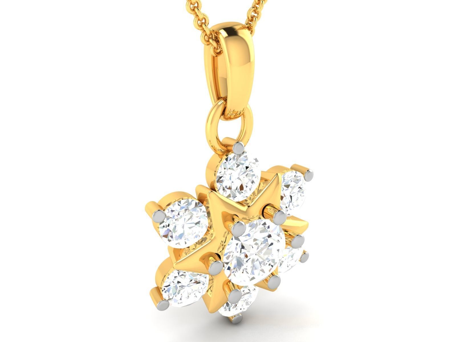 pendant-2832 diamond star pendant gold 3D print model_2