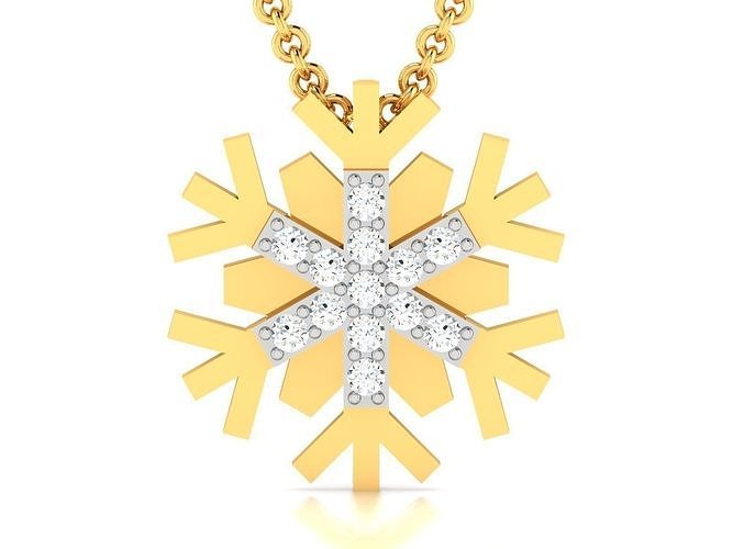 pendant-2824 gold snowflake pendant with diamonds 3D print model