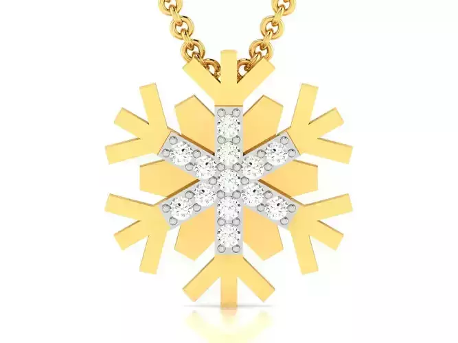 pendant-2824 gold snowflake pendant with diamonds